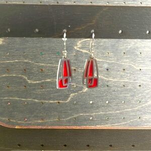 Enamel laser cut dangle earrings
